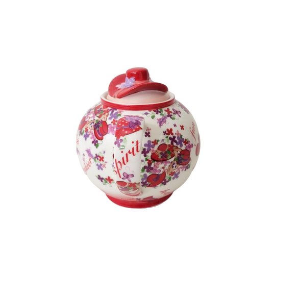 Red Hat Society Pink Chintz Teapot, Sugar and Creamer Set Cardew Designs - Picture 6 of 12